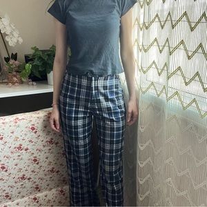 Brandy Melville Plaid Blue Pants One Size